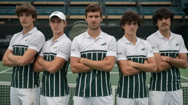 Men's Tennis Teams pose together for a group photo, showcasing their unity and team spirit on the court.