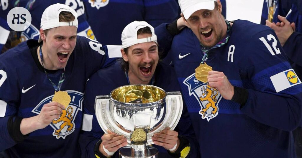 Hockey players proudly display their gold medals, showcasing their victory and teamwork, reminiscent of clever team names for dodgeball.